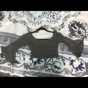 Off the shoulder stripped crop top